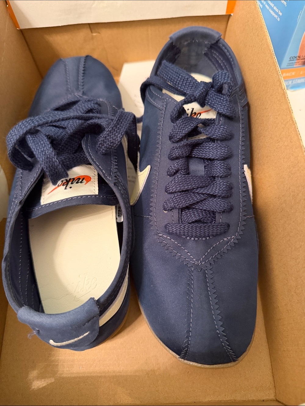 Nike Women’s Navy and White Classic Lace-Up Sneakers